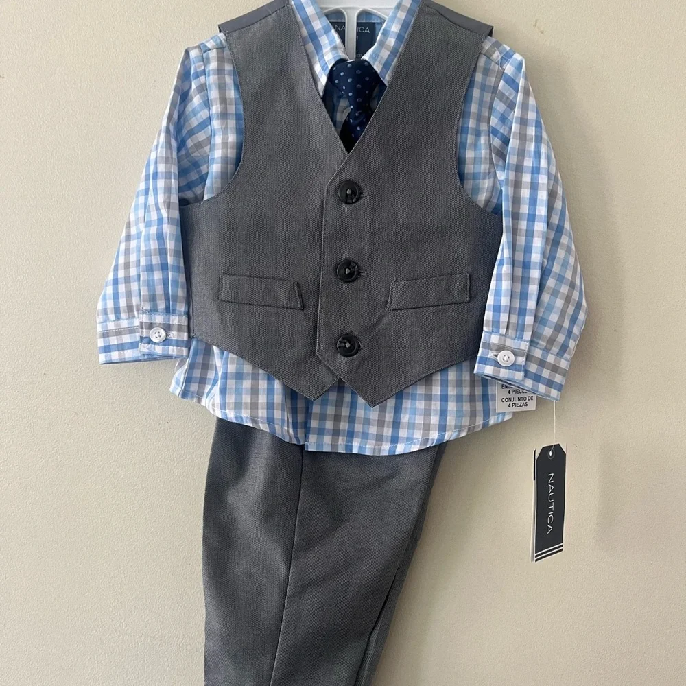 Nautica Gray and Blue Kids Vest Set